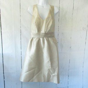 Adrianna Papell Dress Champagne Gold Cut Out Back